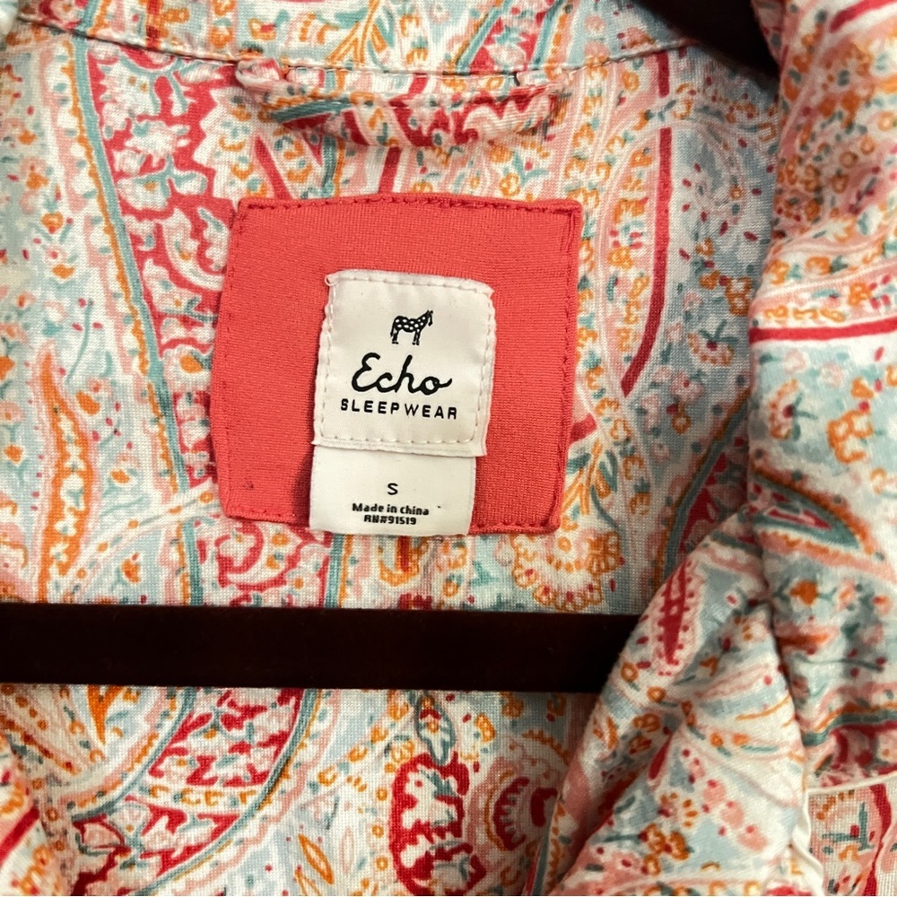 Echo Paisley Print Pajama Sleep Shirt - Red, Cream and Orange Women’s Size Small - Picture 5 of 11